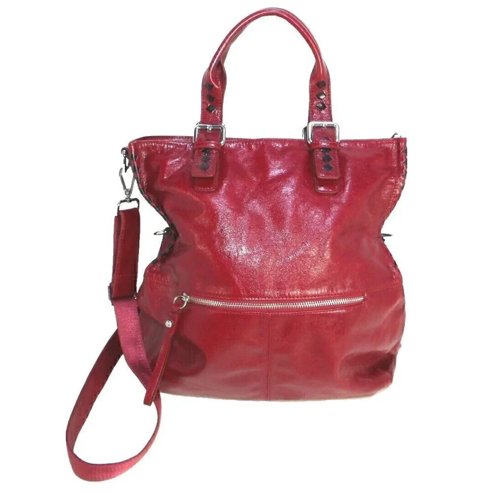 VICENZO red leather tote, shoulder bag, handbag, purse